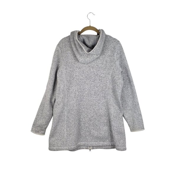 LL Bean Hooded Sweater Fleece Coat Gray Longline Full Zip Jacket Womens Size LP - Picture 2 of 10